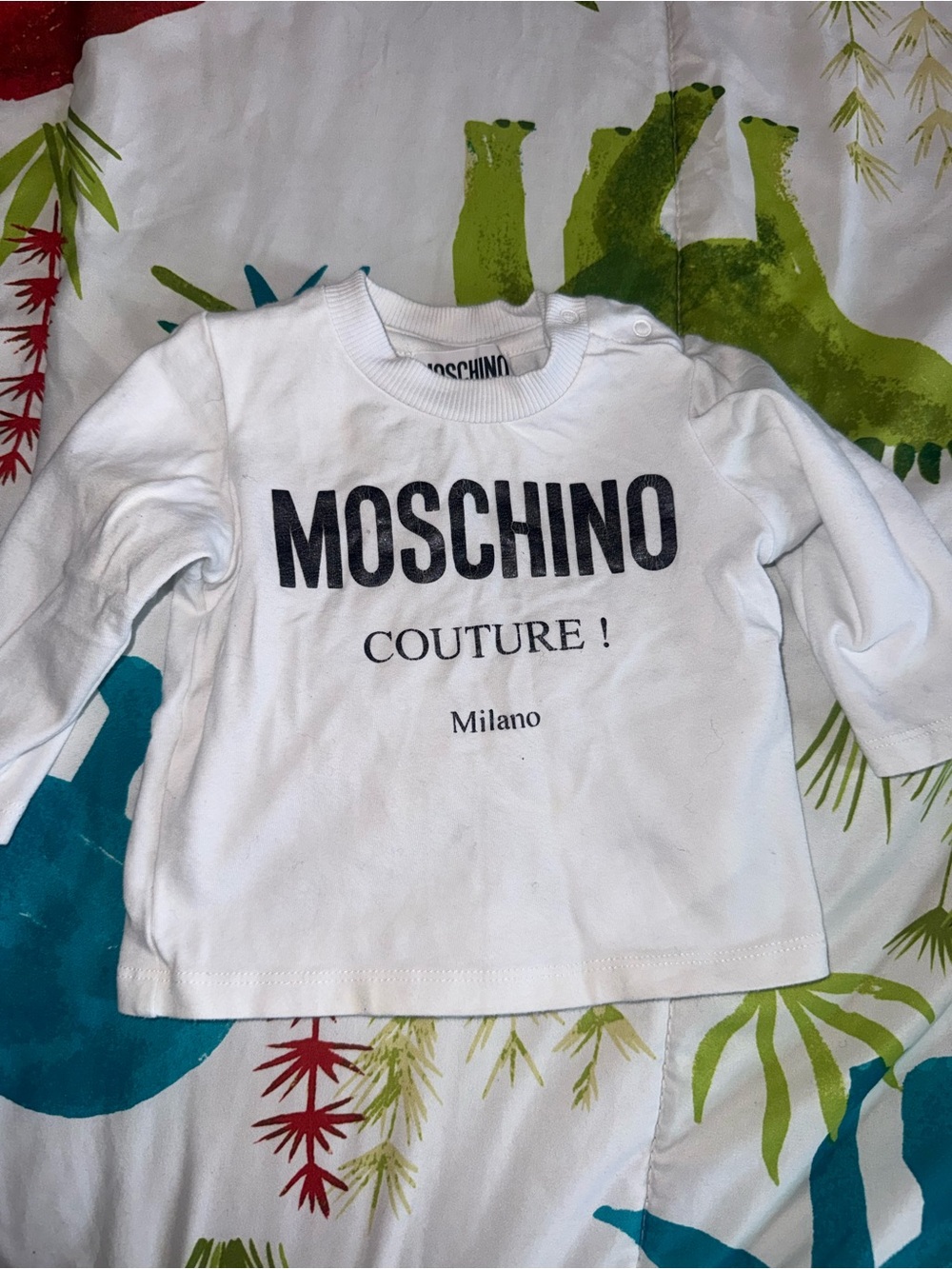 Moschino White Long-Sleeve Logo Tee